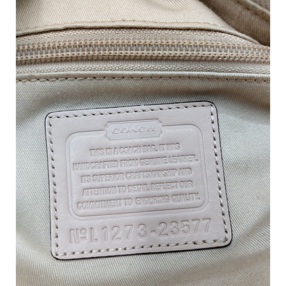 Coach Haley Light Nude Perforated Leather Top Handles Zipper Satchel Bag - Picture 12 of 14